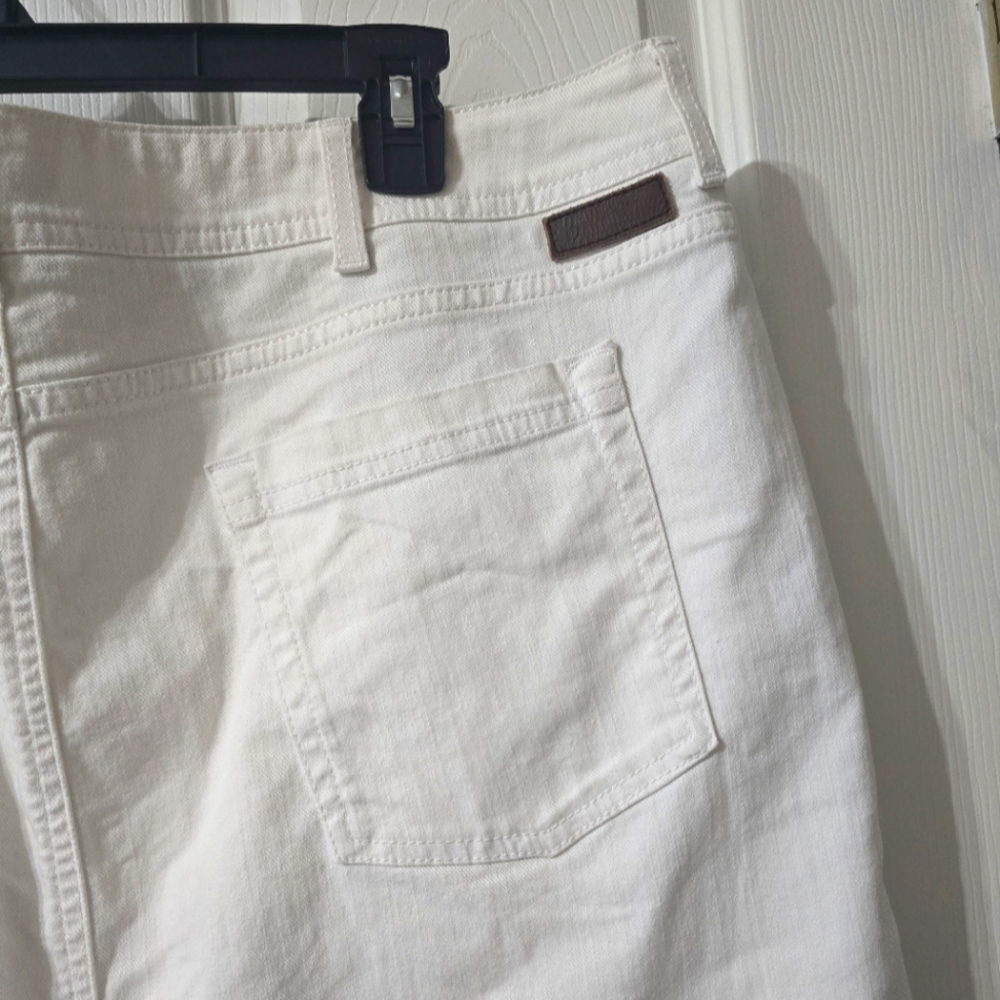 Boden White Stretch Denim Midi Skirt, Classic Summer Staple, Size 16L, EUC! - Picture 7 of 11